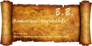 Bamberger Bereniké névjegykártya